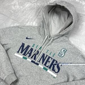 Nike MLB Seattle Mariners Hoodie Men Sz Small Gray Fleece Pullover Swoosh Logo